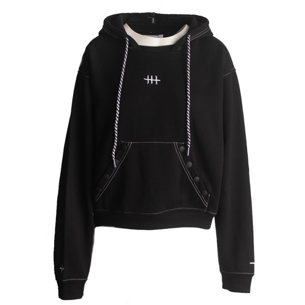 Unique High Quality Black Cropped Hoodie